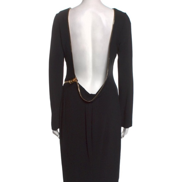 TOM FORD Famous Zipper Open Back Dress BLACK with GOLD Zipper ICONIC VINTAGE 44 - Picture 5 of 15